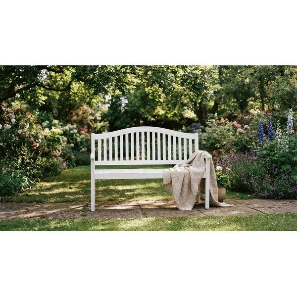 Bancă de grădină albă din lemn masiv Singapore – Garden Pleasure-image-3