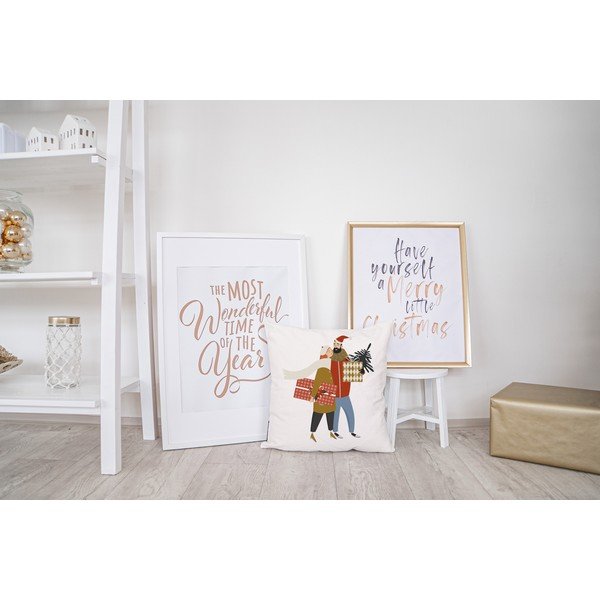 Față de pernă 45x45 cm  cu model de Crăciun Christmas Couple – Butter Kings-image-1