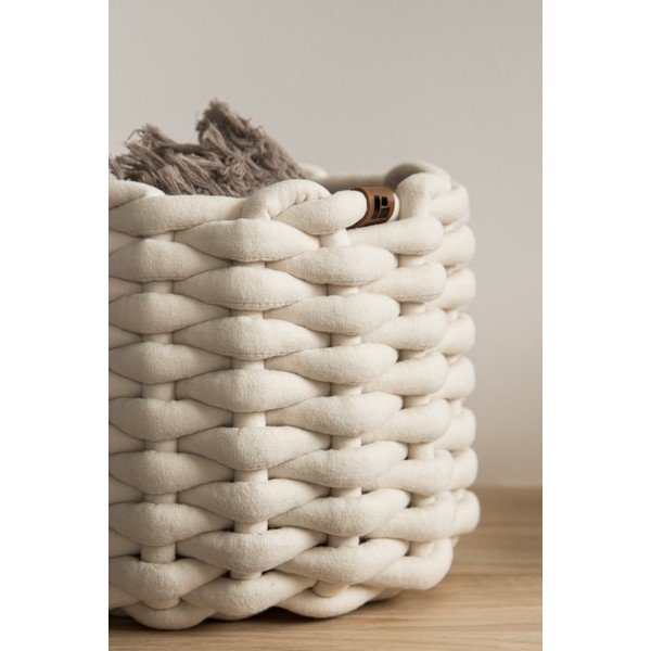 Coș de depozitare din material textil ø 21x17 cm Peach Skin Round S – Bigso-image-2