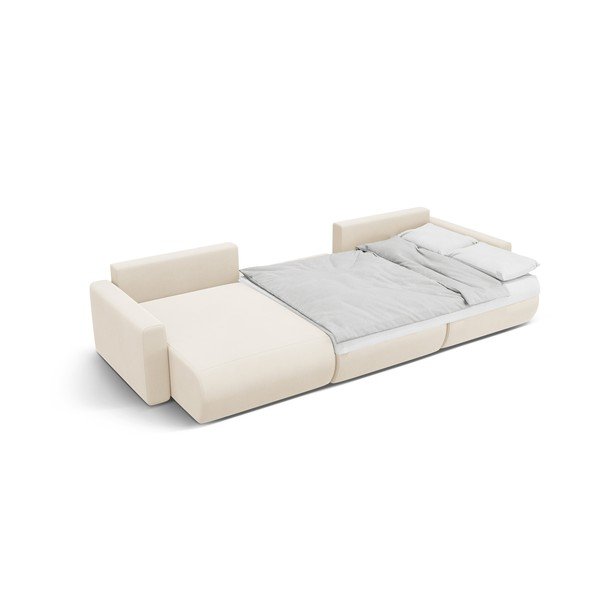 Colțar bej extensibil, cu spațiu de depozitare cu tapițerie din catifea (în formă de "U") Belfast – Cosmopolitan Design-image-4