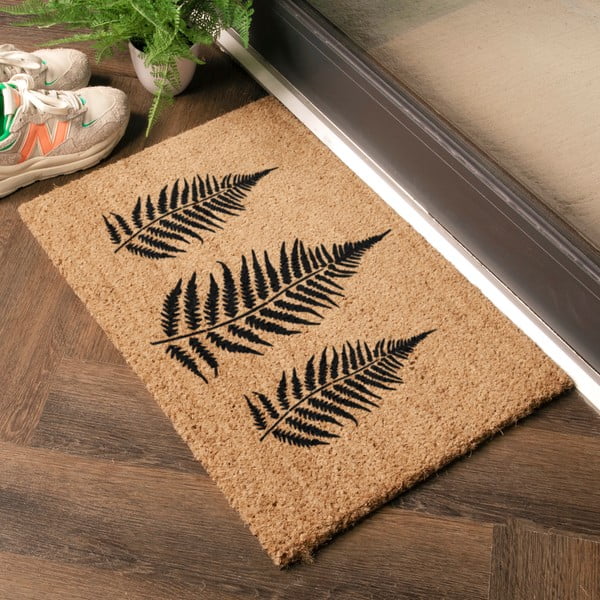 Covoraș de intrare din fibre de nucă de cocos 40x60 cm Fern Leaf – Artsy Doormats-image-1