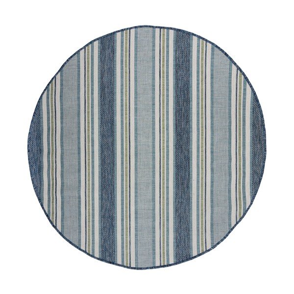 Covor pentru exterior și interior albastru-verde rotund ø 160 cm Roma Stripe – Flair Rugs