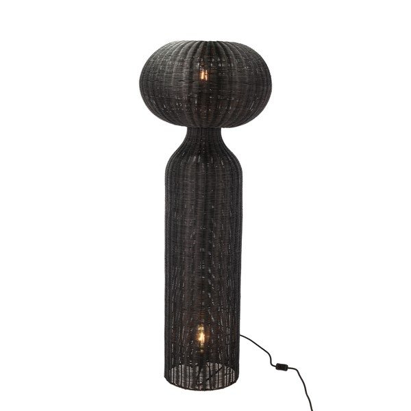 Lampadar negru cu abajur din ratan (înălțime 130 cm) Werna – Villa Collection-image-1
