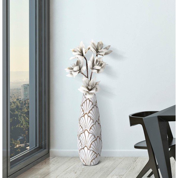 Vază albă din polirășină înaltă 55 cm Panama – Mauro Ferretti-image-1