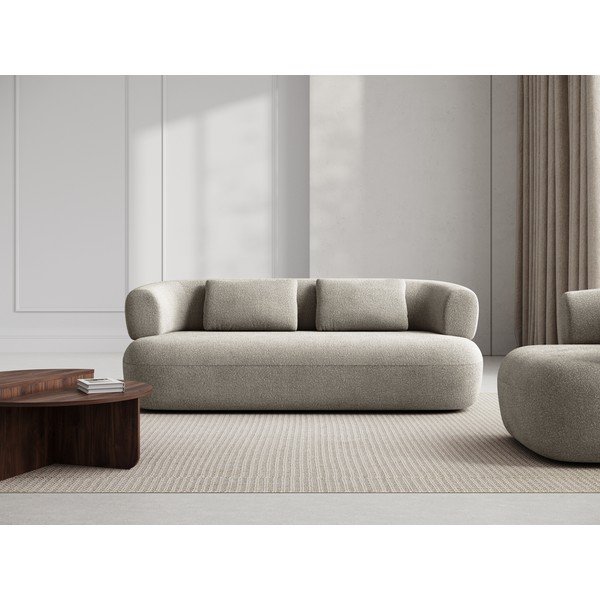 Canapea gri deschis cu tapițerie din țesătură bouclé 178 cm Jenny – Micadoni Home-image-1