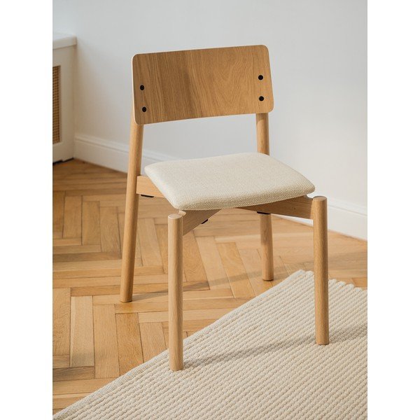 Scaun de dining în culoare naturală stivuibil cu aspect de lemn de stejar Wem – noo.ma-image-1