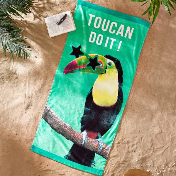 Prosop de plajă verde din bumbac 76x160 cm Toucan Do It – Catherine Lansfield-image-1