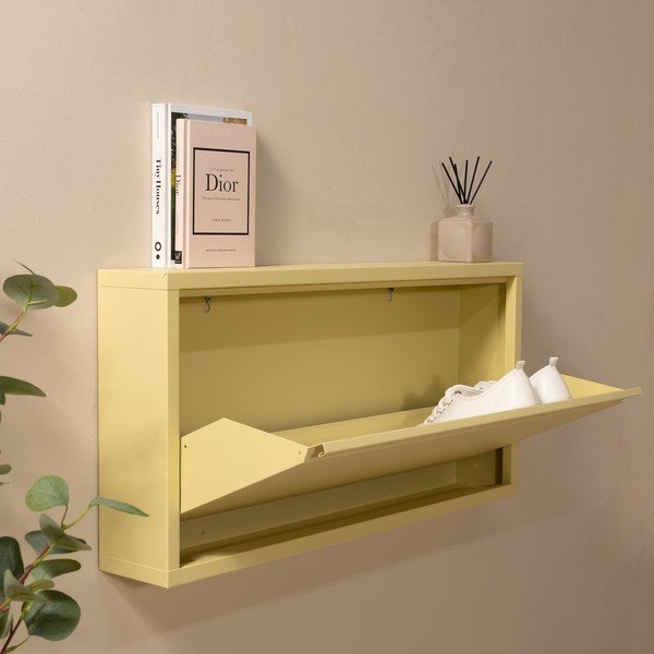 Pantofar galben deschis cu deschidere înclinată/suspendat din oțel 75x37,5x12,5 cm Billy – Spinder Design-image-2