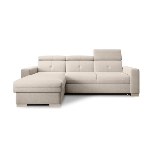 Colțar bej extensibil/cu spațiu de depozitare (cu colț pe partea stângă/cu șezlong) Fresia – ELTAP