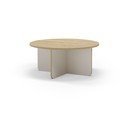 Măsuță de cafea crem/în culoare naturală rotundă cu blat cu aspect de lemn de stejar ø 80 cm Hillary – Marckeric