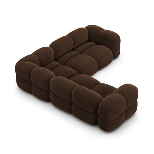 Colțar maro închis cu tapițerie din catifea Loretto – Cosmopolitan Design-image-4