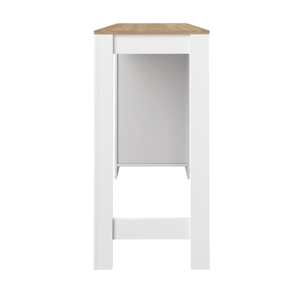 Masă de bar albă cu blat cu aspect de stejar 115x50 cm Aravis - TemaHome -image-4
