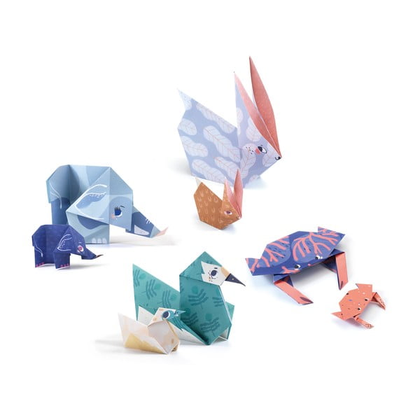 Set 24 hârtii origami cu instrucțiuni Djeco Family