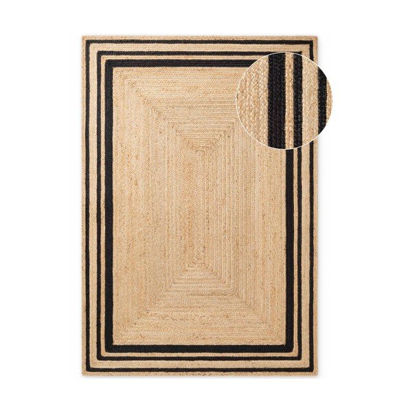 Covor negru/în culoare naturală țesut manual din iută 160x230 cm Jutta – Hanse Home