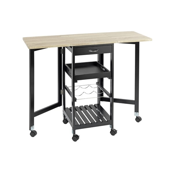 Dulap vinotecă negru/în culoare naturală cu aspect de lemn de stejar număr sticle 3, 97x77 cm – Maximex