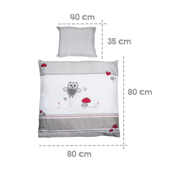 Lenjerie de pat pentru copii albă/gri din bumbac pentru pătuț 80x80 cm Adam & Eule – Roba-image-3