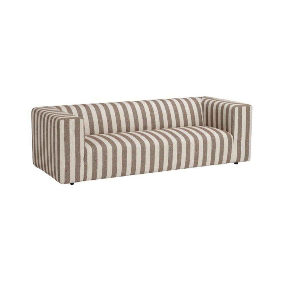 Canapea maro/crem cu tapițerie din chenille 220 cm Lisa – Ellos Home