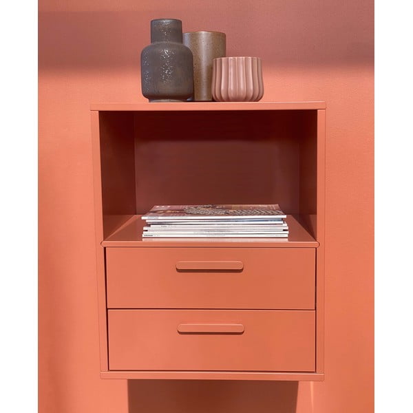 Noptieră de perete cu 2 sertare Keep by Hammel, roșu cărămiziu-image-1