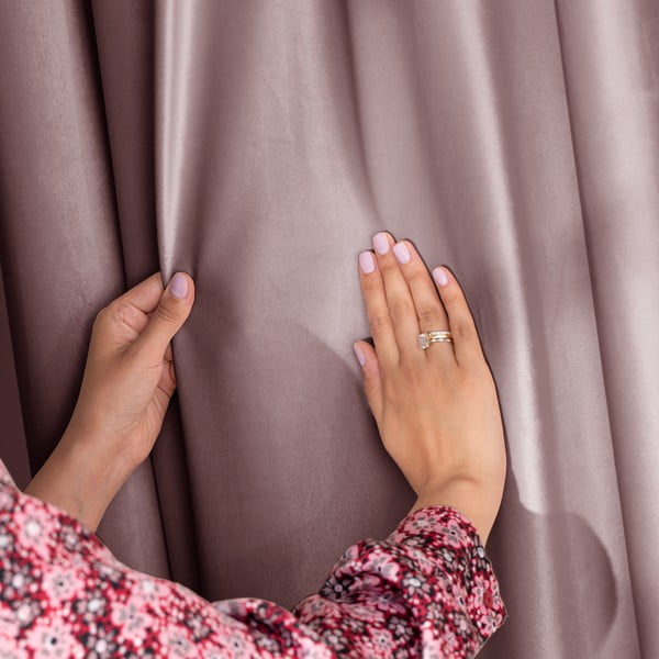 Draperie maro deschis dimout (semi-opacă) din catifea 140x270 cm Pleat – Restilo-image-4