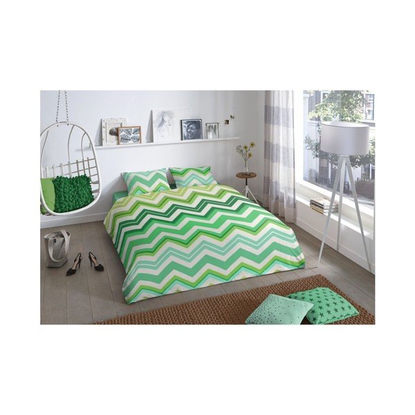 Lenjerie de pat din bumbac Good Morning Premento Zigzag, 140 x 200 cm-image-1