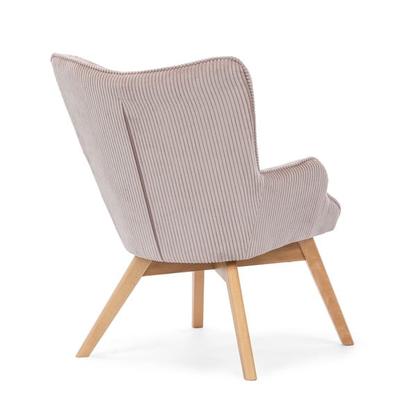 Fotoliu roz deschis cu tapițerie din catifea reiată Niko – Ropez-image-3