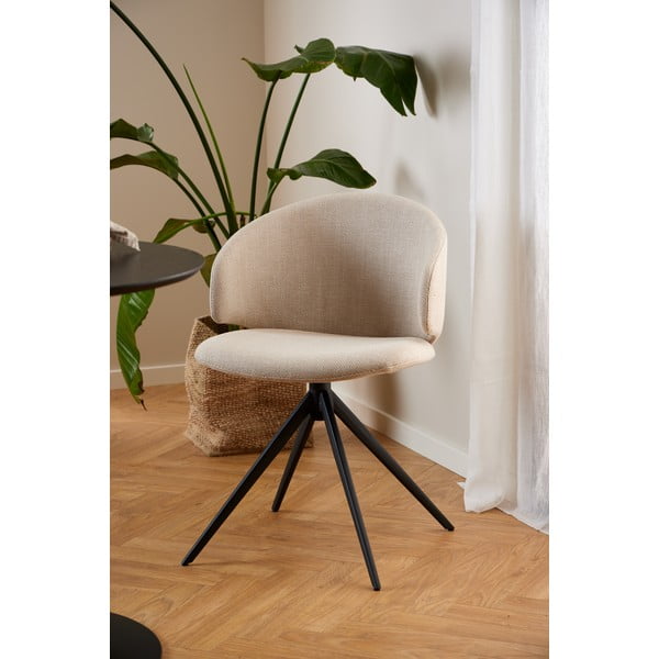 Scaun de sufragerie bej cu cotiere tapițat Ella – Actona-image-2