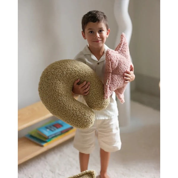 Pernă decorativă pentru copii roz cu tapițerie din țesătură bouclé Star – Wigiwama-image-4