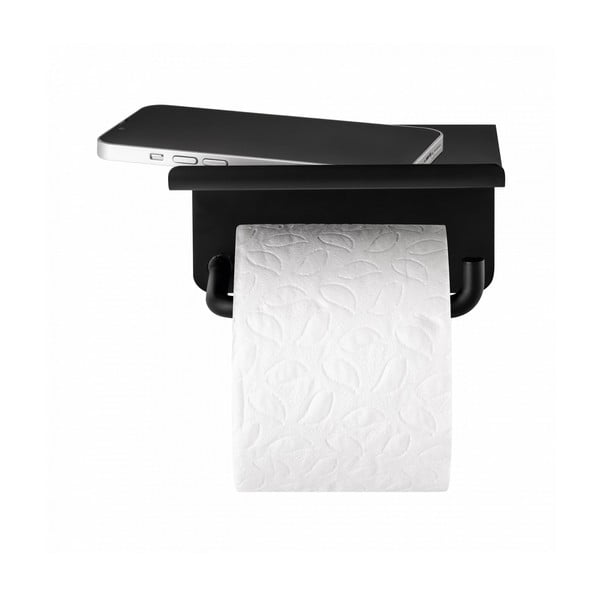 Suport pentru hârtie igienică negru de montat pe perete din oțel inoxidabil Modo – Blomus