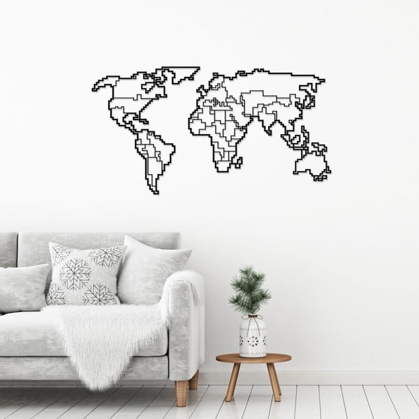 Decorațiune metalică de perete World Map, negru