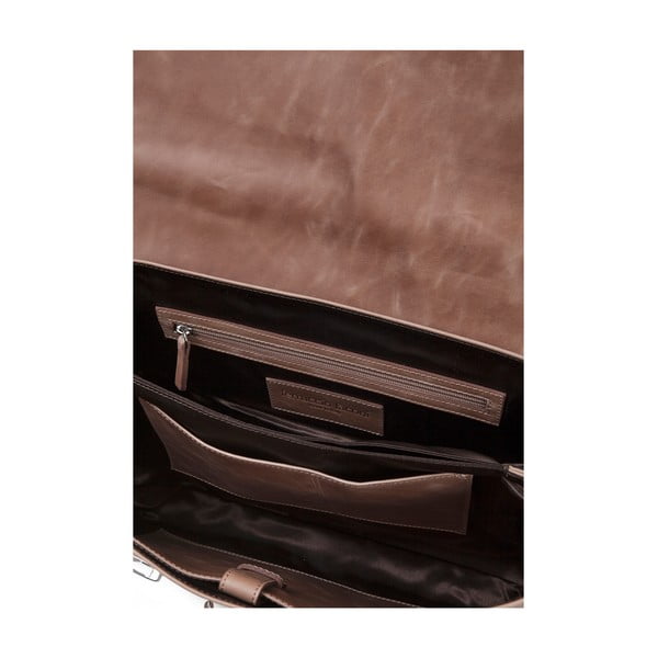 Servietă din piele pentru bărbați Ferruccio Laconi Brief, maro coniac-image-3