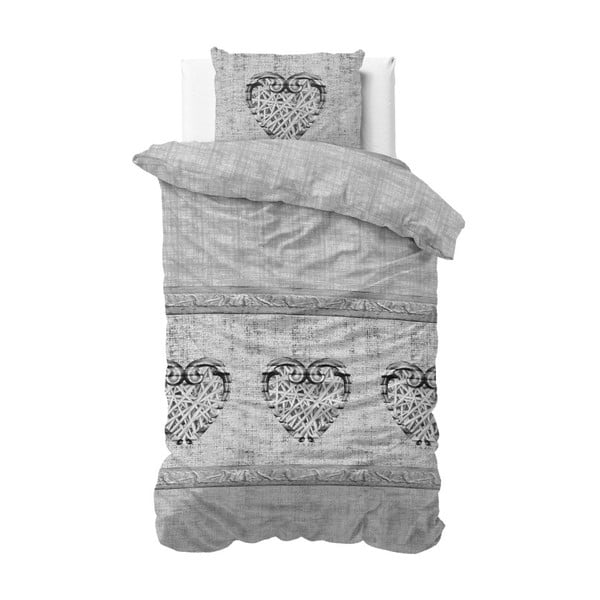 Lenjerie din bumbac, pat de o persoană Sleeptime Hearts Vintage, 140 x 220 cm