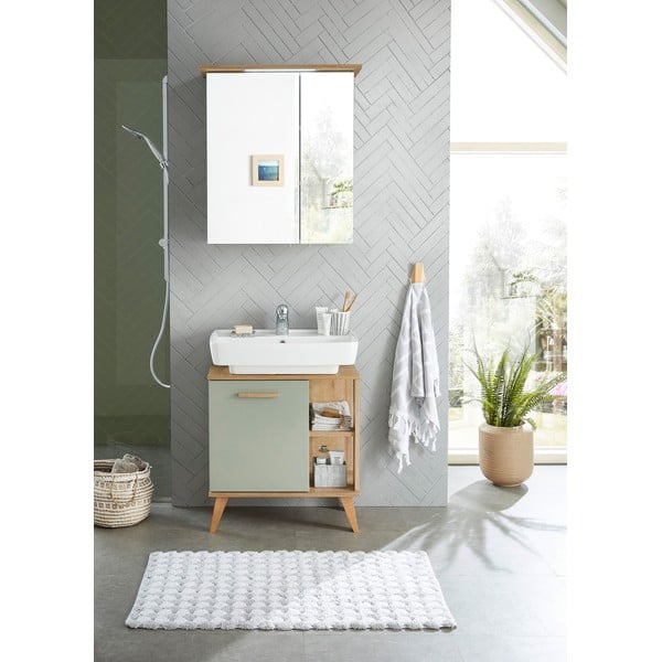 Dulap de baie suspendat verde cu oglindă 60x72 cm Set 923 - Pelipal-image-3