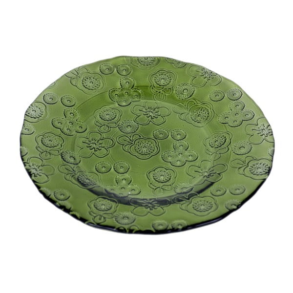 Farfurie din sticlă Ego Dekor Flora, 20 cm, verde