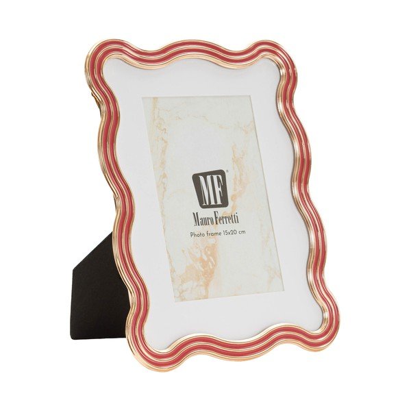 Ramă foto roșie/aurie cu picior de susținere din metal/din sticlă 17,5x22,5 cm Elizabeth – Mauro Ferretti