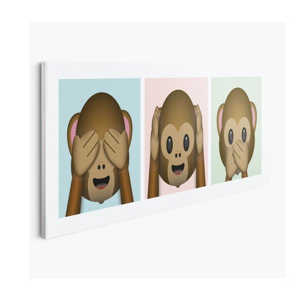 Tablou pe pânză OrangeWallz Emoji Monkey, 30 x 90 cm-image-1