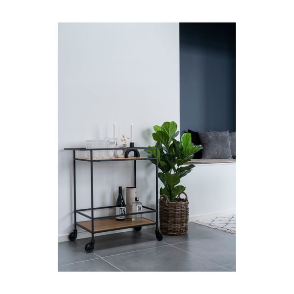 Cărucior de bar cu plăci în decor de stejar Casa Nordic Vita-image-2