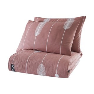 Cuvertură de pat cu 2 fețe de pernă din bumbac ranforce Mijolnir Modena, 225 x 240 cm, roz