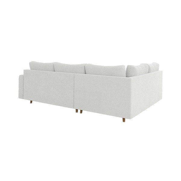 Colțar alb cu tapițerie din țesătură bouclé (cu colț pe partea stângă, în formă de ”L”) Ariella – Ropez-image-2