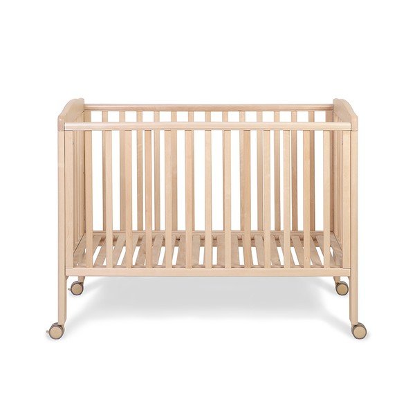 Pătuț din lemn cu roți și grilaj ajustabil YappyKids Qu, 60 x 120 cm, natural-image-2