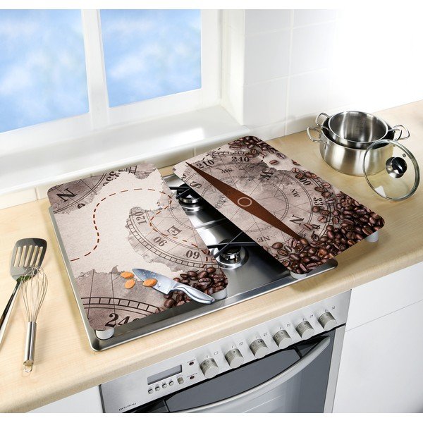 Set 2 protecții din sticlă pentru aragaz Wenko Compass, 52 x 30 cm-image-1