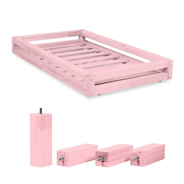 Set sertar pentru pat și 4 picioare înălțătoare, pentru patul Benlemi 90 x 200 cm, roz