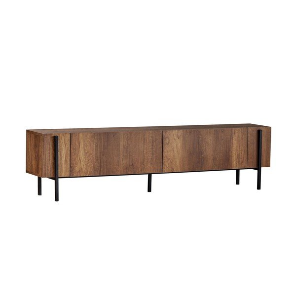 Comodă TV în culoare naturală închisă cu aspect de lemn de nuc 180x45x30 cm Nexus – Kalune Design