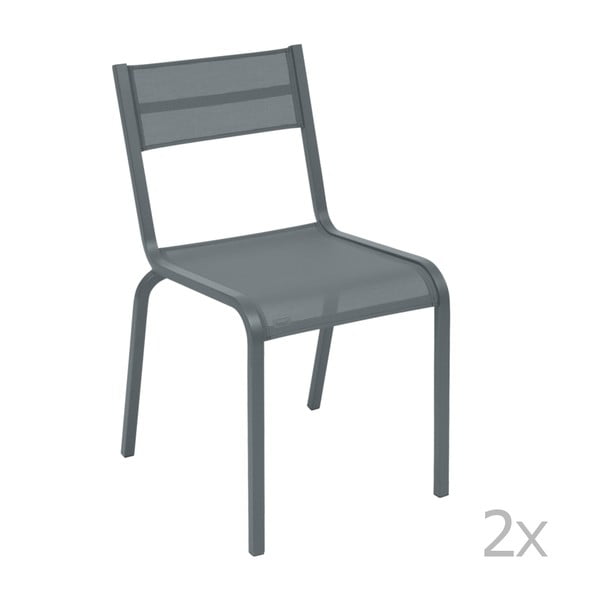 Set 2 scaune de grădină Fermob Oléron, gri