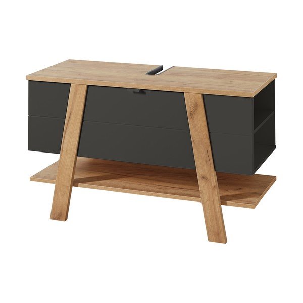 Dulap gri închis sub chiuvetă în decor de stejar 111x67 cm Avellino - Germania-image-3