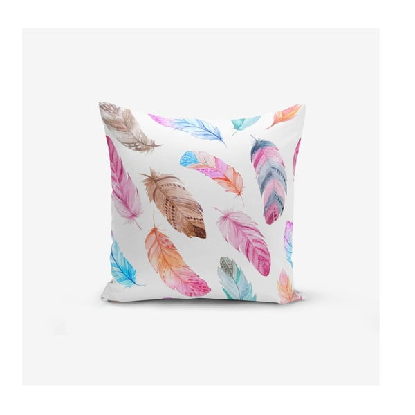 Față de pernă cu amestec din bumbac Minimalist Cushion Covers Colorful Bird Pendants, 45 x 45 cm