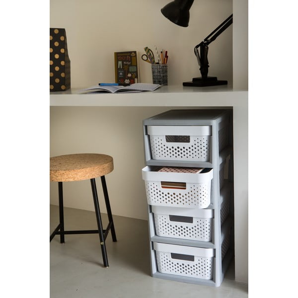 Etajeră pe roți albă/gri din plastic 29,5x65,5 cm Infinity – Curver-image-1