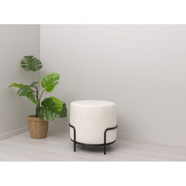 Taburet alb cu tapițerie din stofă bouclé Carl – Tenzo-image-4