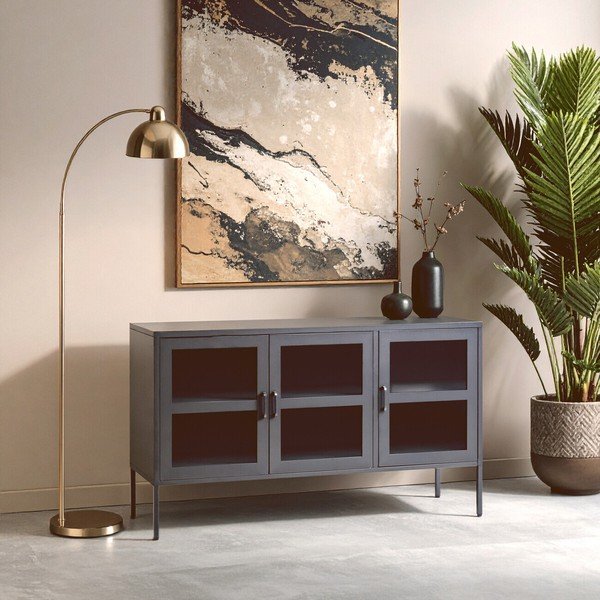 Vitrină gri din oțel 140x80x45 cm Acier – Premier Housewares-image-3