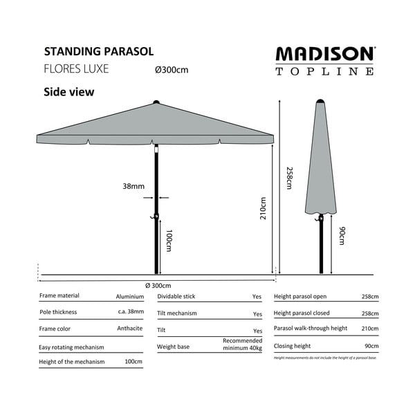 Umbrelă de soare albastră ø 300 cm Flores - Madison-image-1