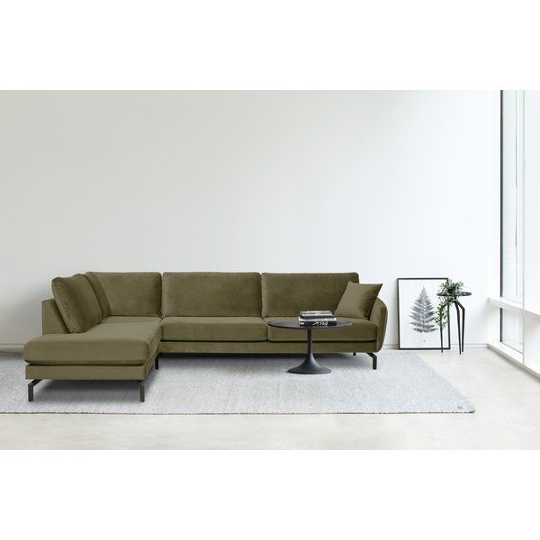 Colțar verde   din catifea (cu șezlong pe partea stângă ) Magic - Scandic-image-1